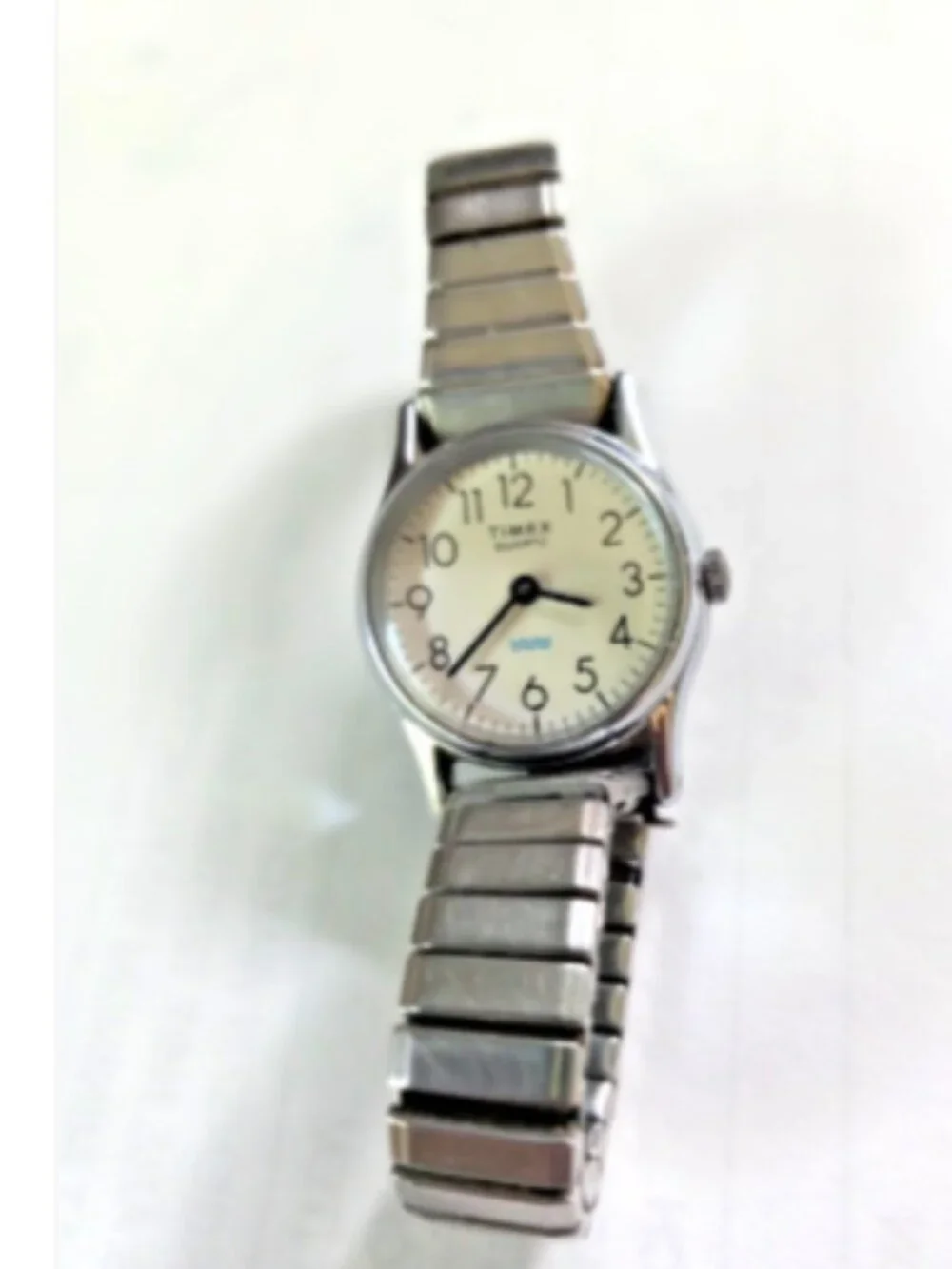 Vtg Timex K Cell Quartz Women's Watch Silver Tone Stretch Band Runs New Battery